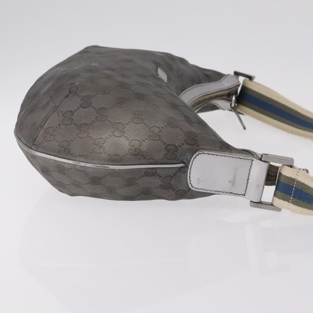 GUCCI GG Canvas Shoulder Bag Silver 181092 Auth 207594