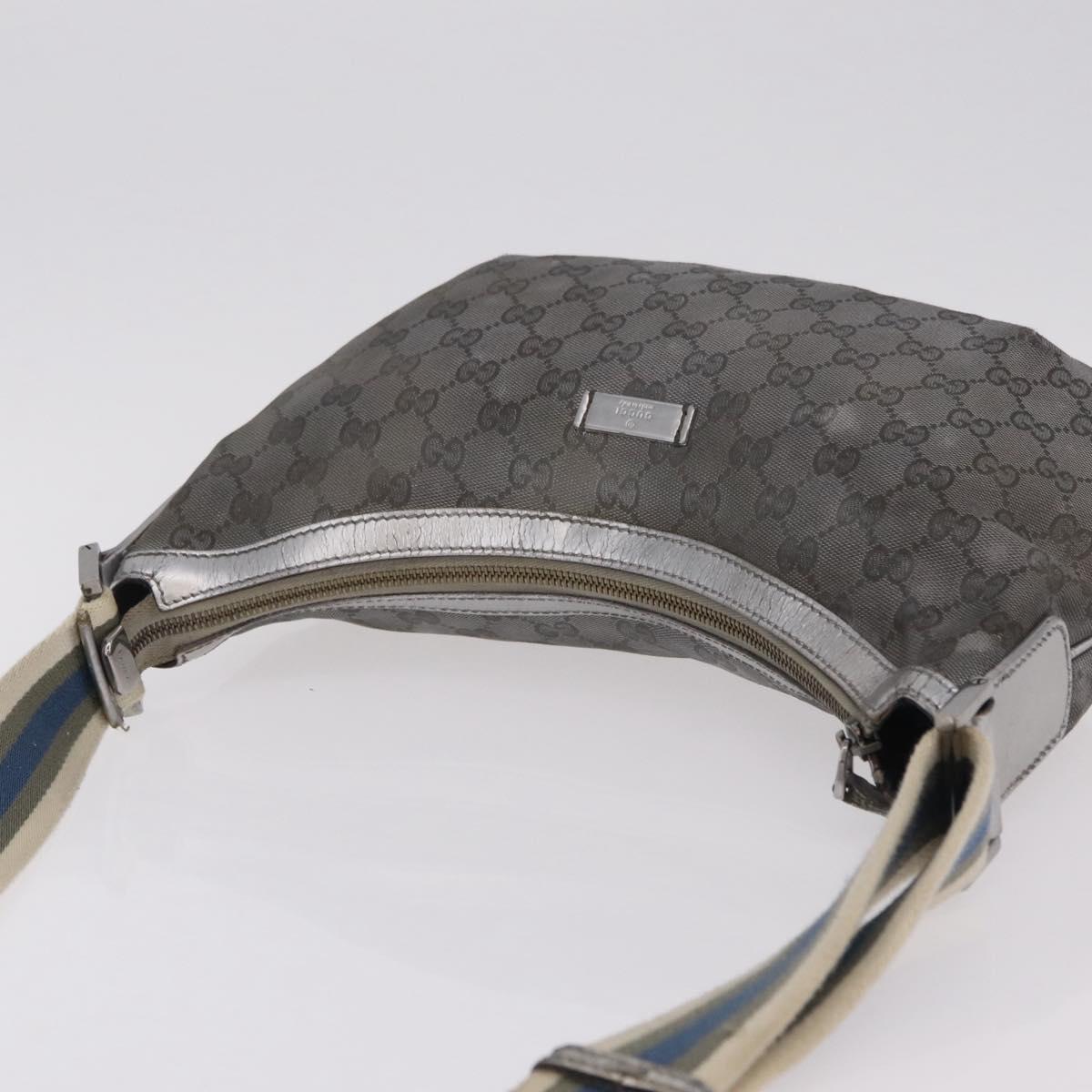 GUCCI GG Canvas Shoulder Bag Silver 181092 Auth 207594