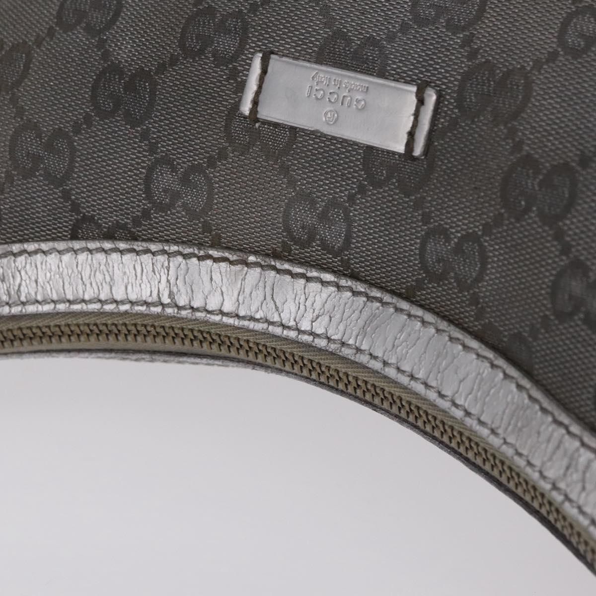 GUCCI GG Canvas Shoulder Bag Silver 181092 Auth 207594