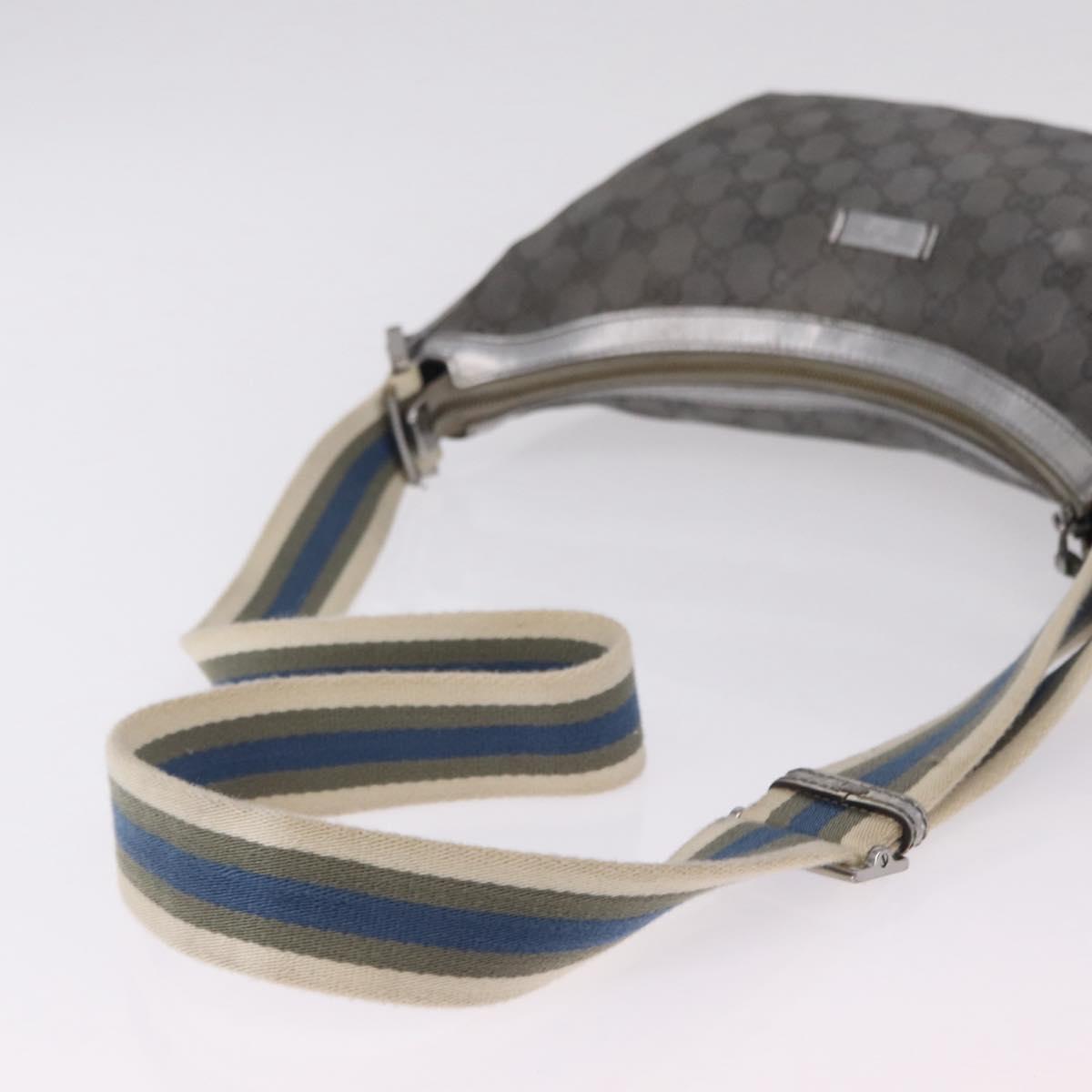 GUCCI GG Canvas Shoulder Bag Silver 181092 Auth 207594