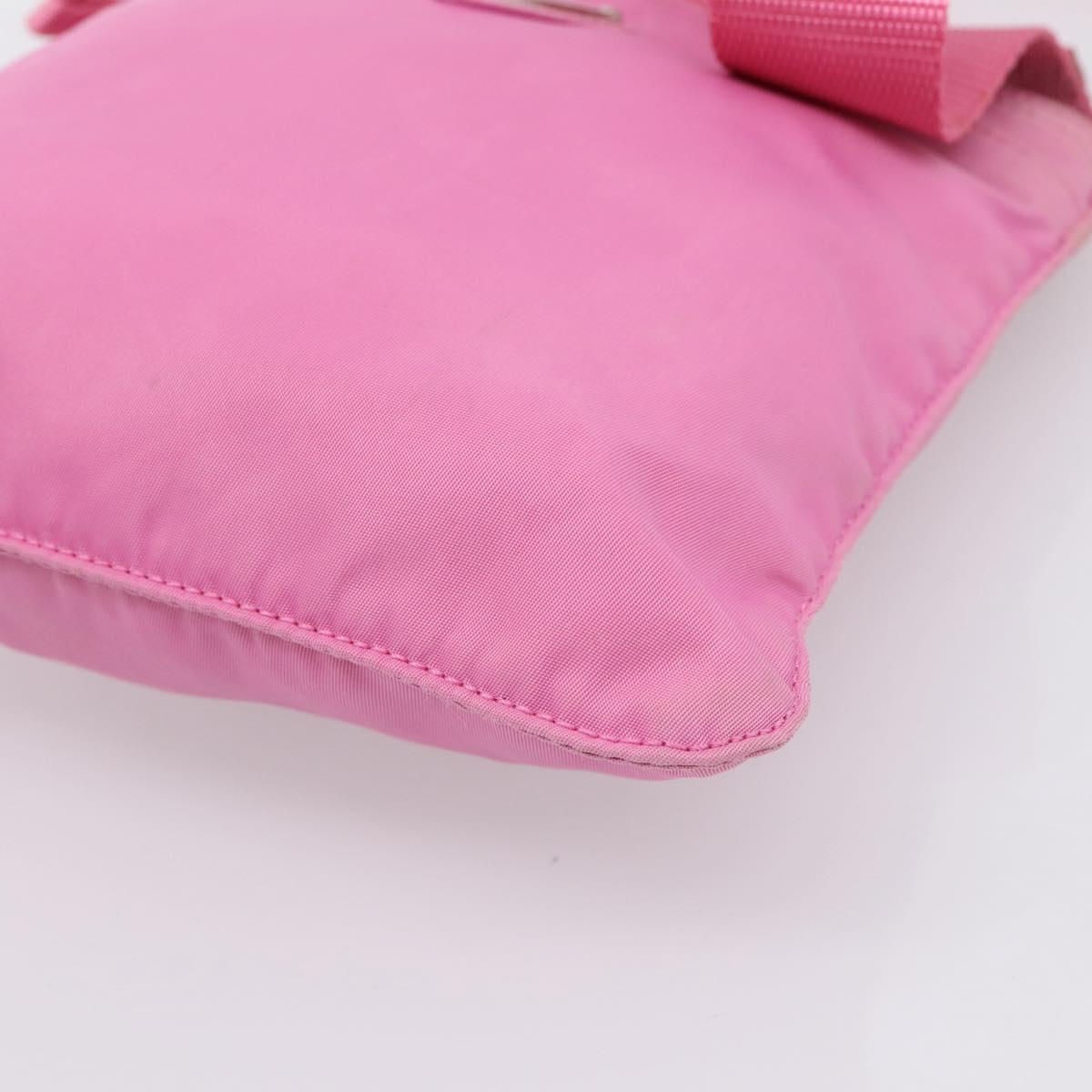 PRADA Shoulder Bag Nylon Pink Silver Auth 207599A