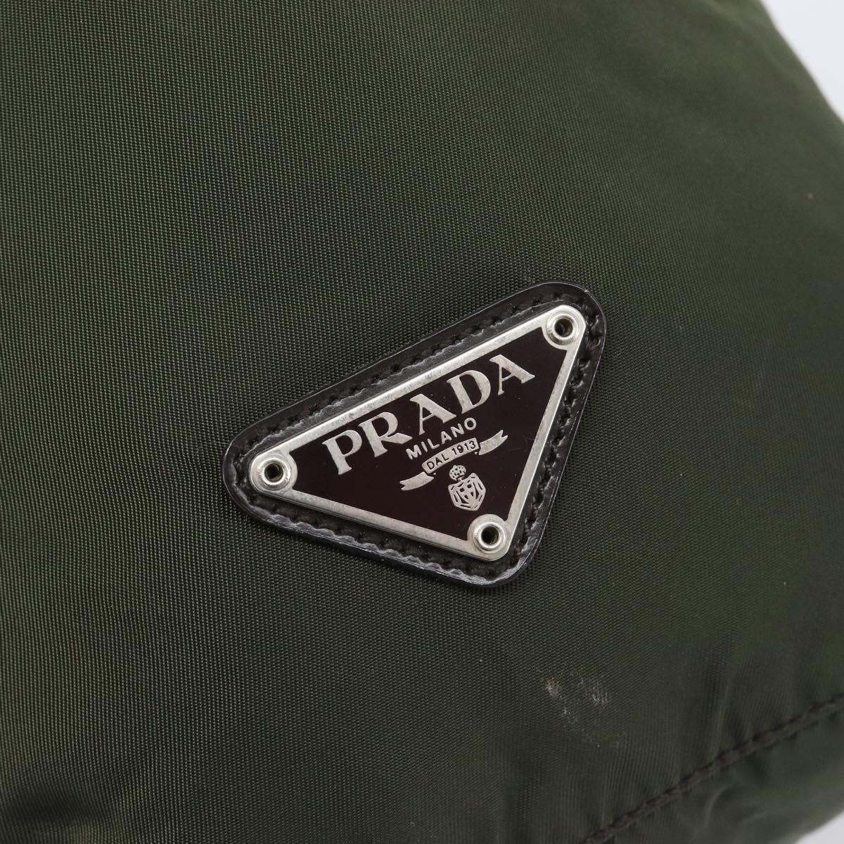 PRADA Pouch Nylon Green Silver Auth 207600A