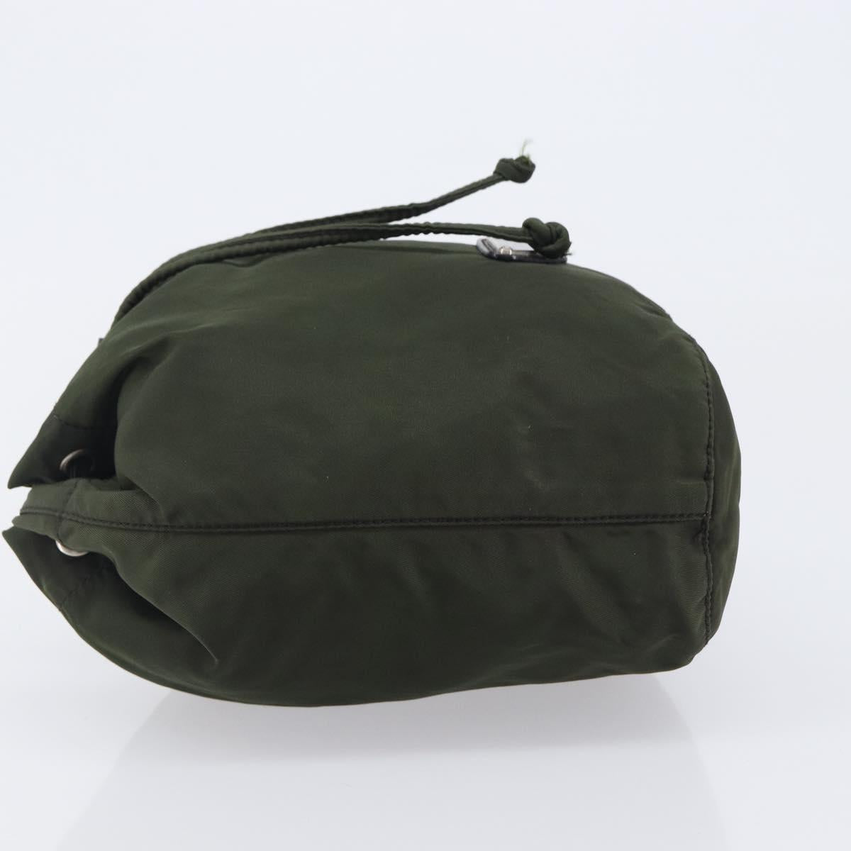 PRADA Pouch Nylon Green Silver Auth 207600A