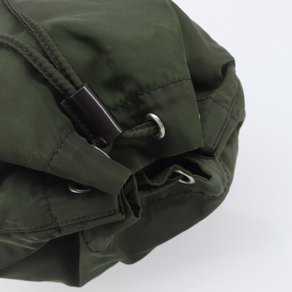 PRADA Pouch Nylon Green Silver Auth 207600A