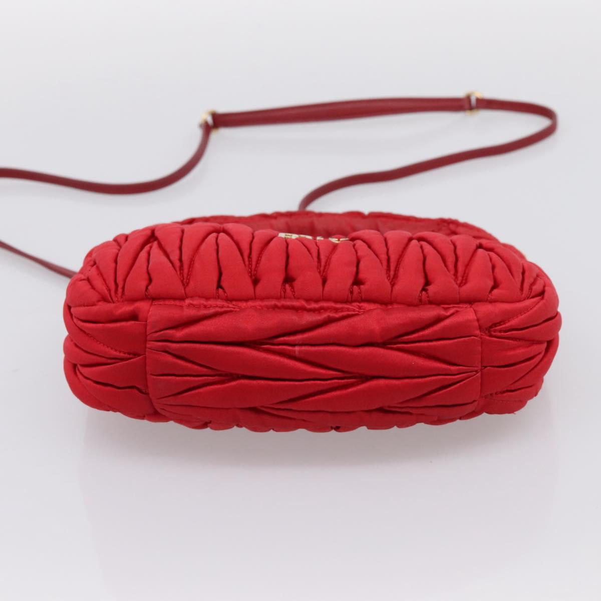 Miu Miu Matelasse Hand Bag Satin 2way Red Gold Auth 207610M