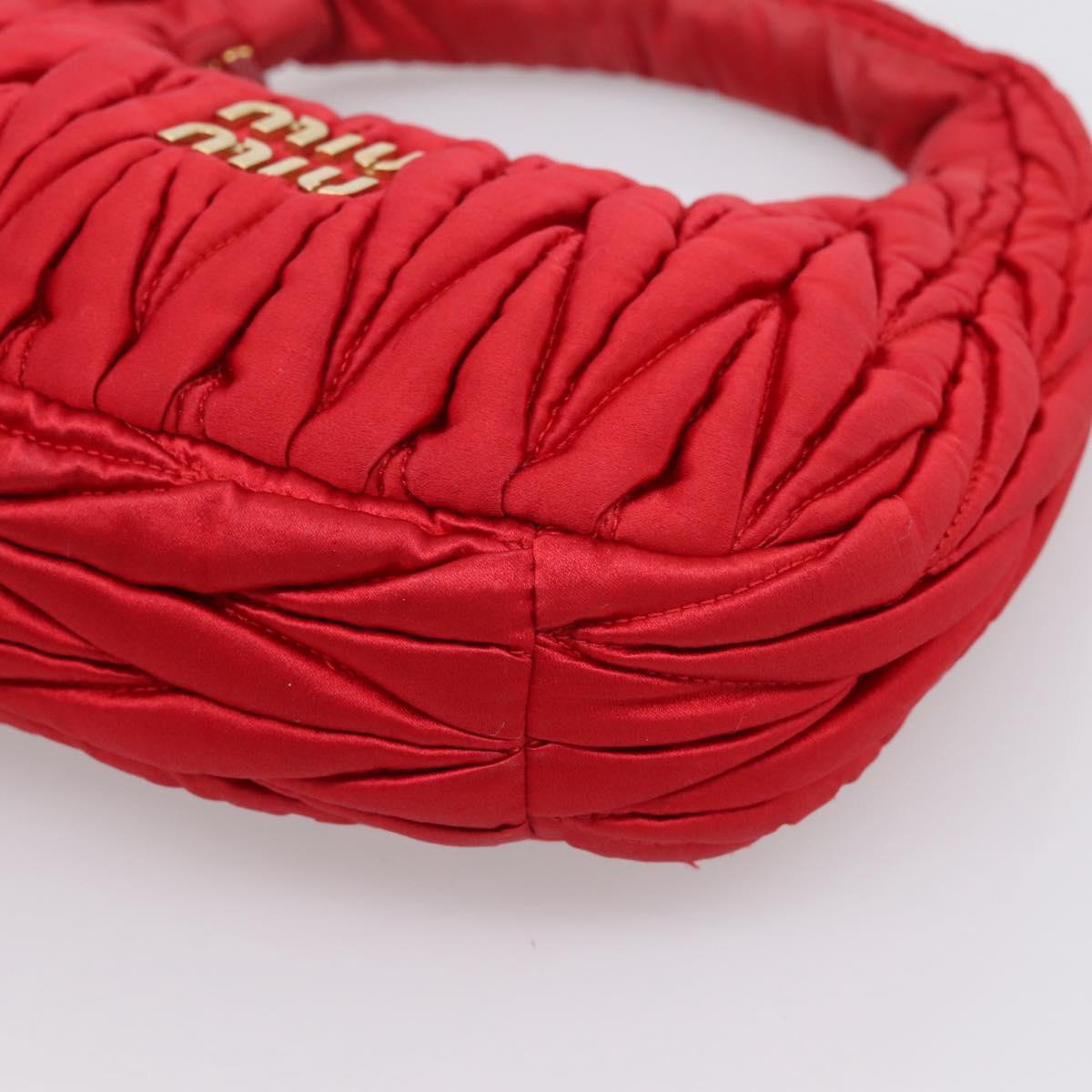 Miu Miu Matelasse Hand Bag Satin 2way Red Gold Auth 207610M