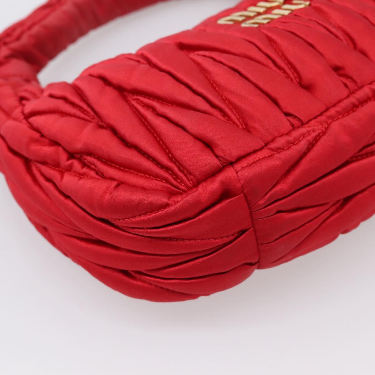 Miu Miu Matelasse Hand Bag Satin 2way Red Gold Auth 207610M