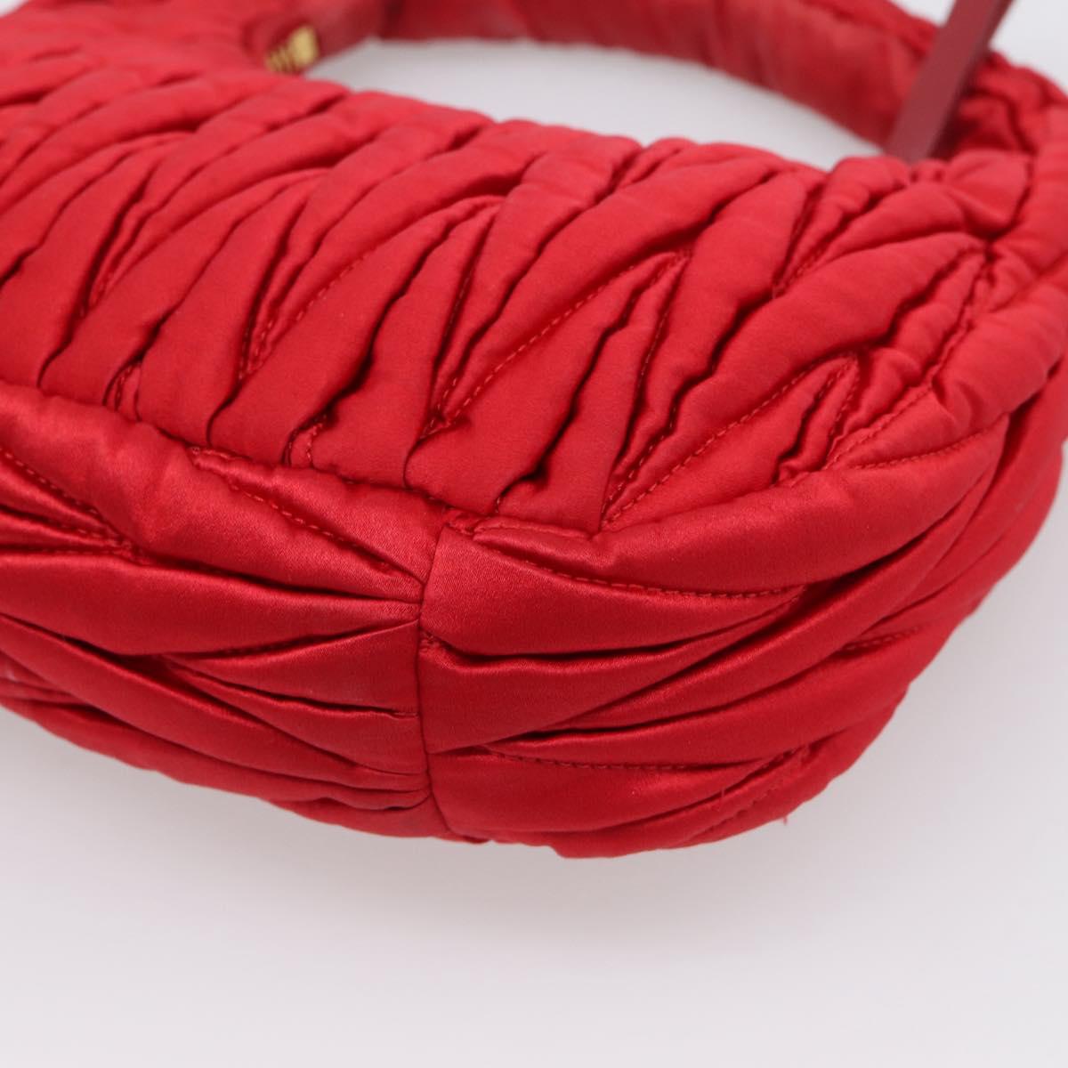 Miu Miu Matelasse Hand Bag Satin 2way Red Gold Auth 207610M