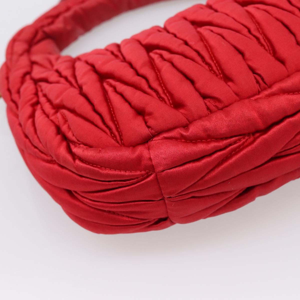 Miu Miu Matelasse Hand Bag Satin 2way Red Gold Auth 207610M