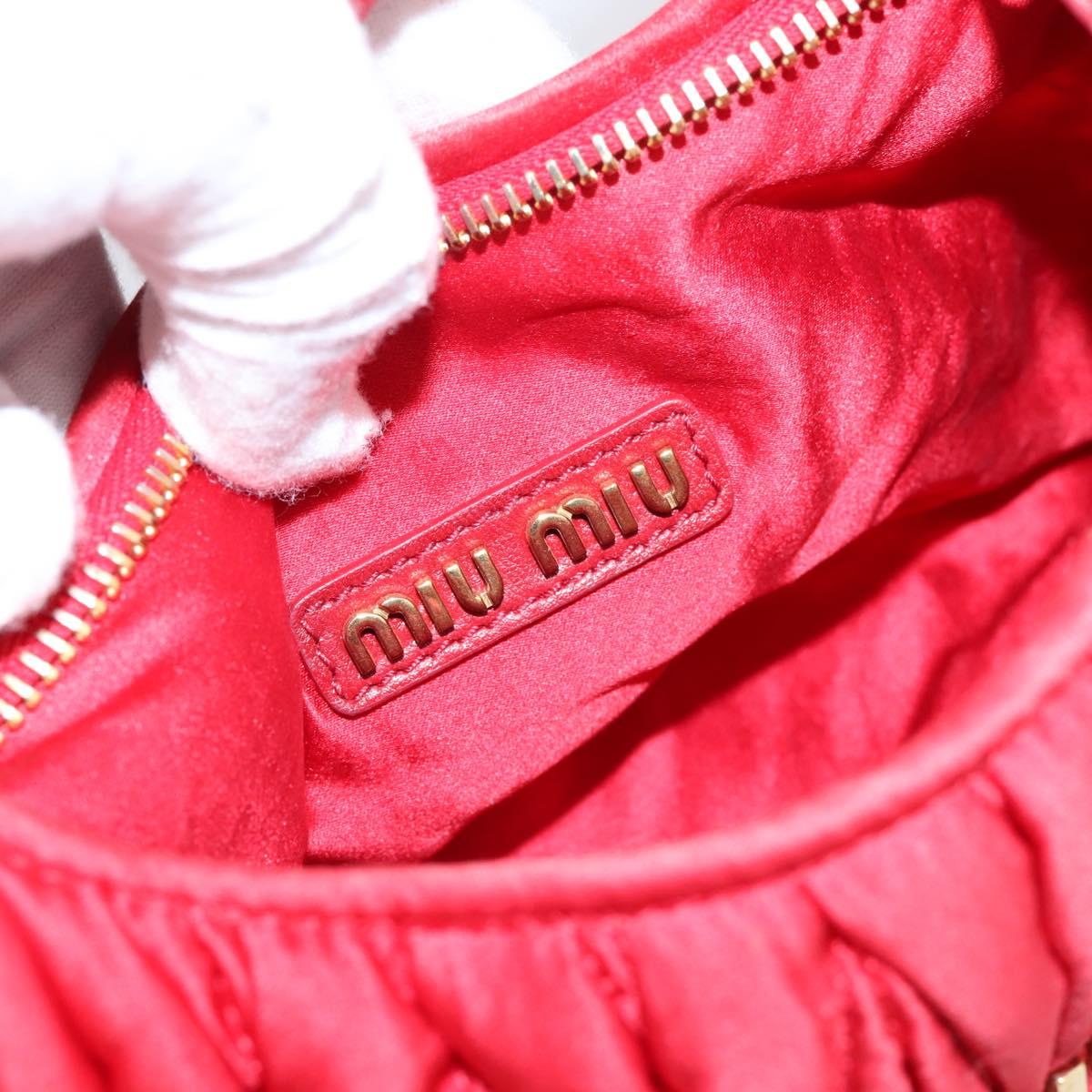 Miu Miu Matelasse Hand Bag Satin 2way Red Gold Auth 207610M