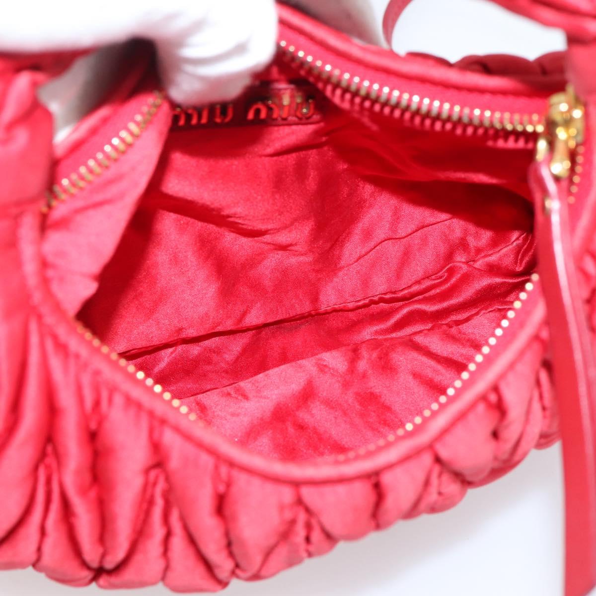 Miu Miu Matelasse Hand Bag Satin 2way Red Gold Auth 207610M