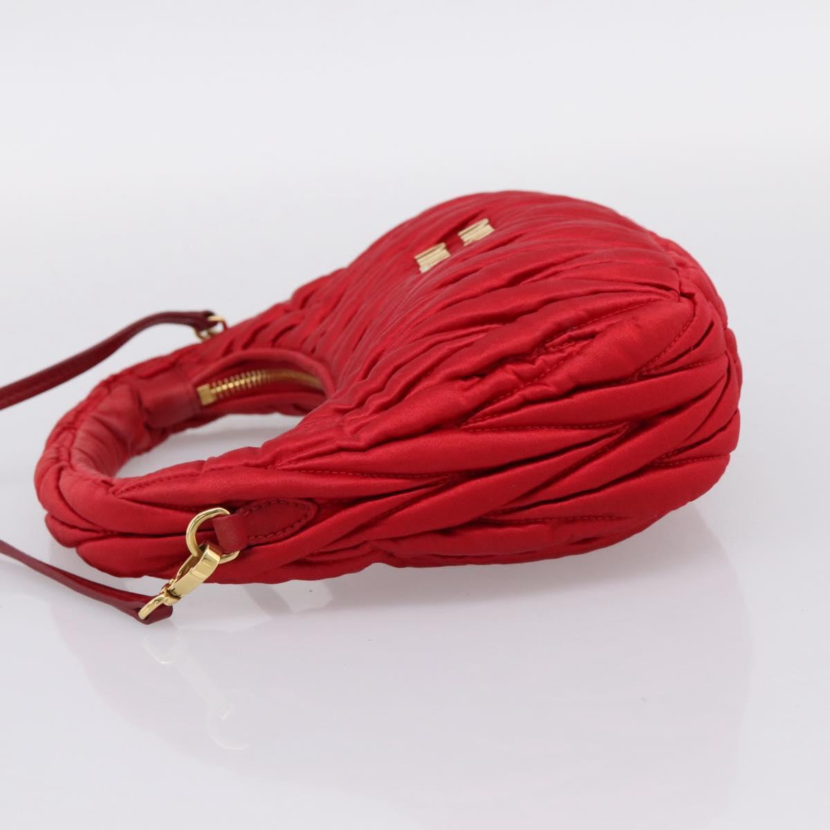 Miu Miu Matelasse Hand Bag Satin 2way Red Gold Auth 207610M