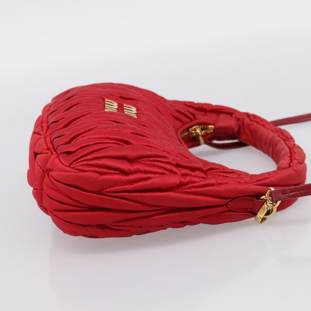 Miu Miu Matelasse Hand Bag Satin 2way Red Gold Auth 207610M