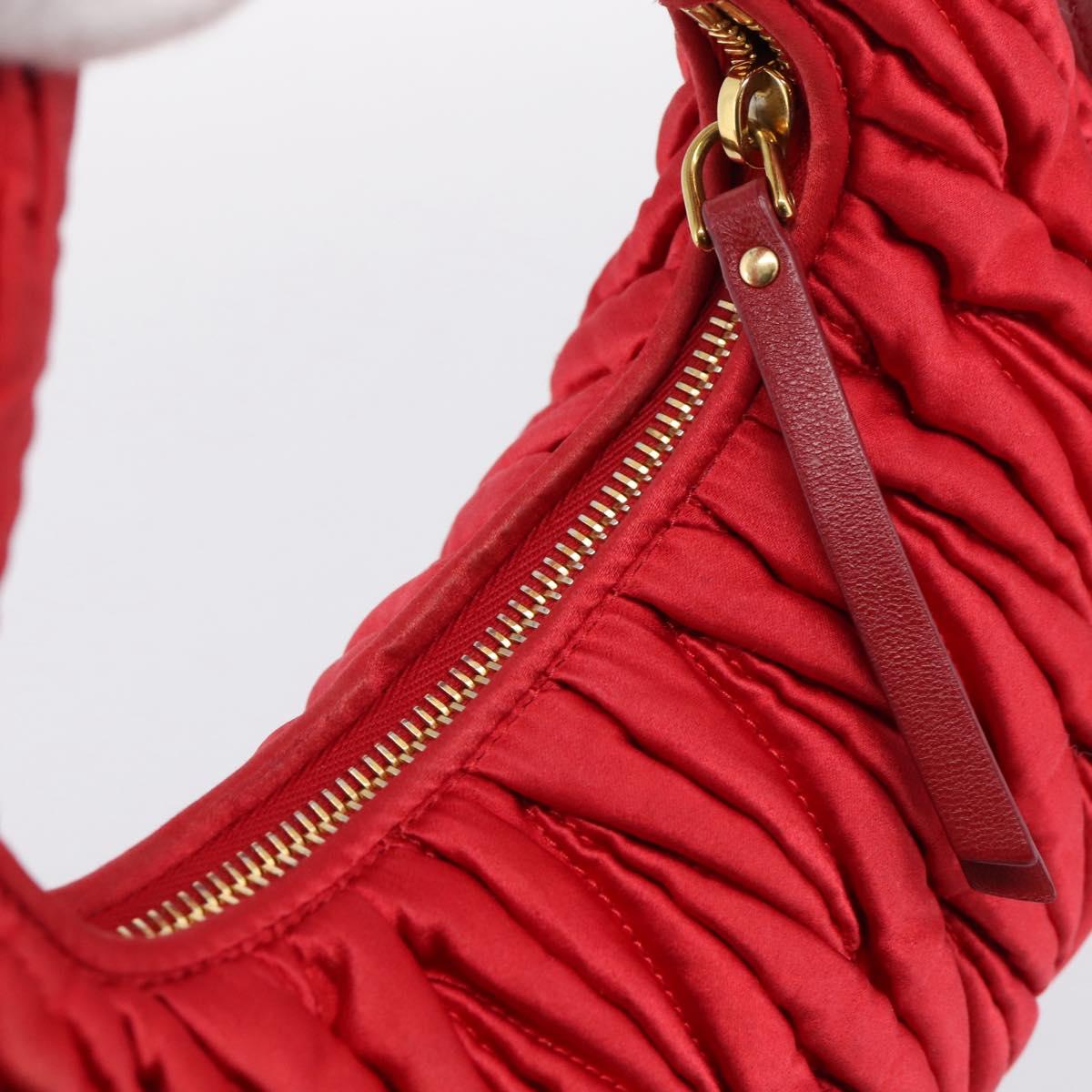 Miu Miu Matelasse Hand Bag Satin 2way Red Gold Auth 207610M