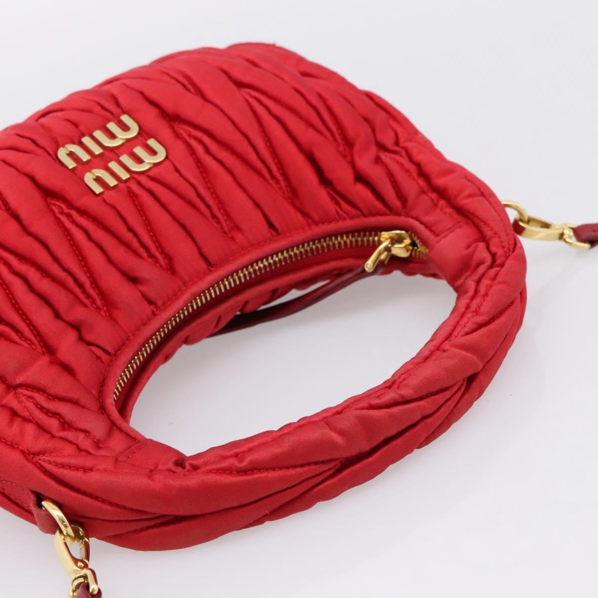 Miu Miu Matelasse Hand Bag Satin 2way Red Gold Auth 207610M
