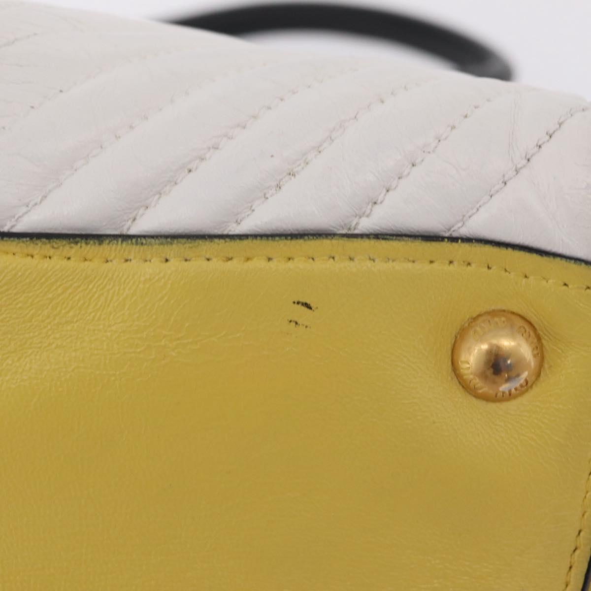 Miu Miu Biker Hand Bag Leather 2way Yellow Gold Auth 207612A