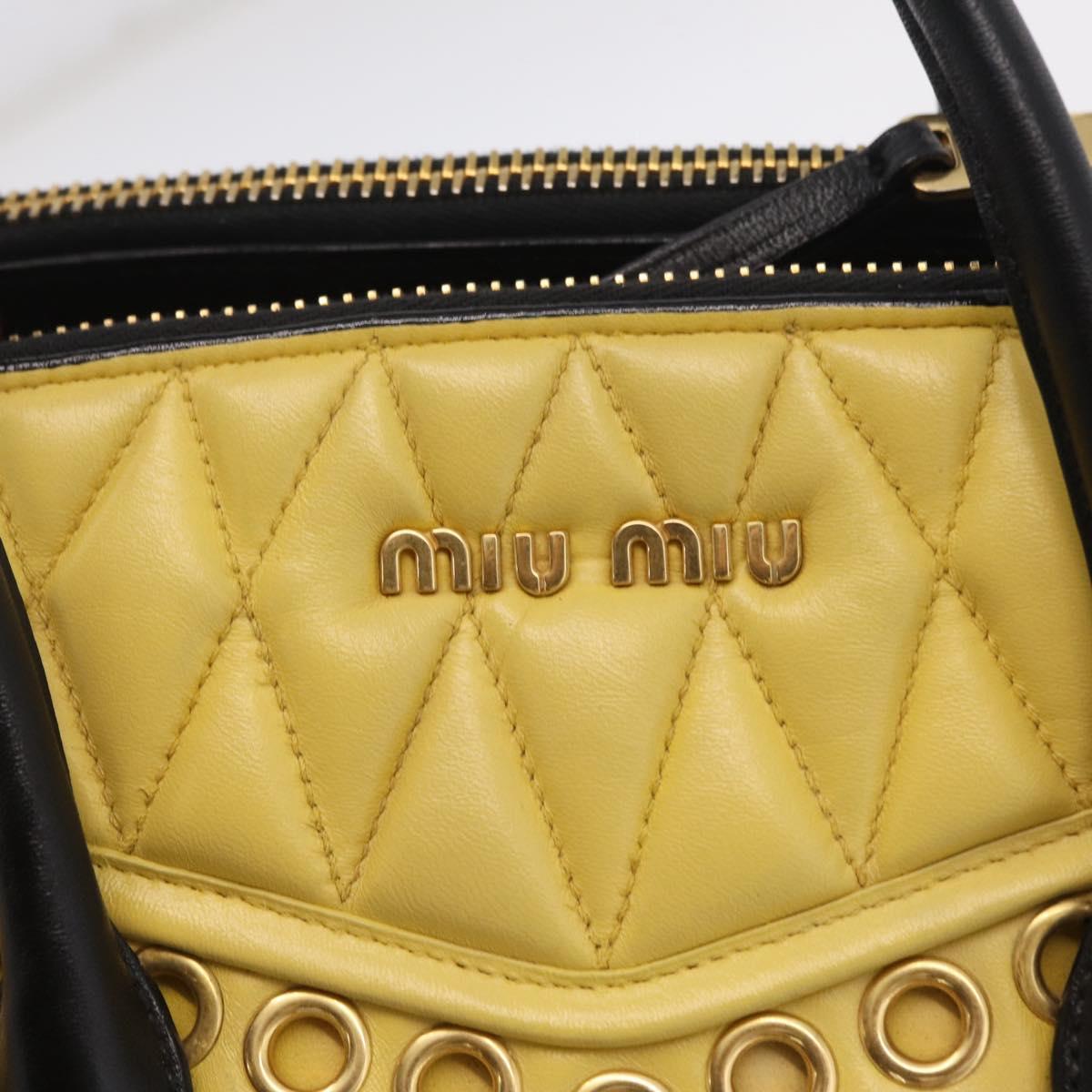 Miu Miu Biker Hand Bag Leather 2way Yellow Gold Auth 207612A