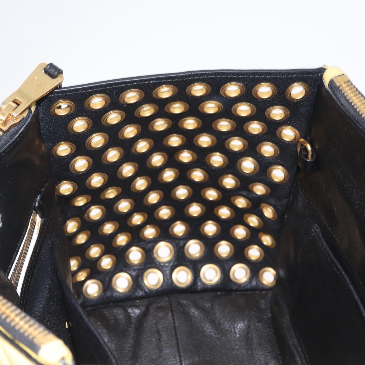 Miu Miu Biker Hand Bag Leather 2way Yellow Gold Auth 207612A
