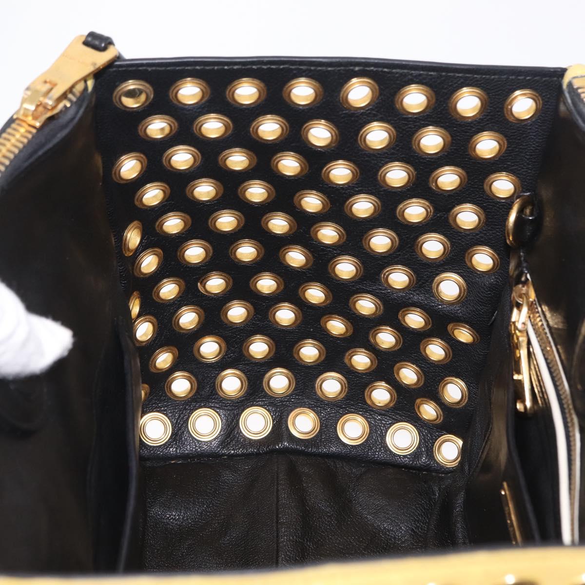 Miu Miu Biker Hand Bag Leather 2way Yellow Gold Auth 207612A
