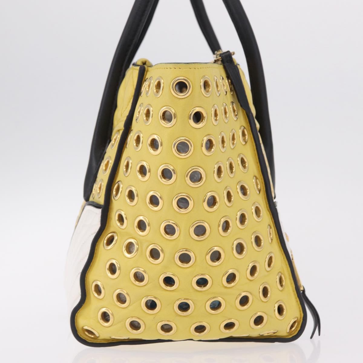 Miu Miu Biker Hand Bag Leather 2way Yellow Gold Auth 207612A