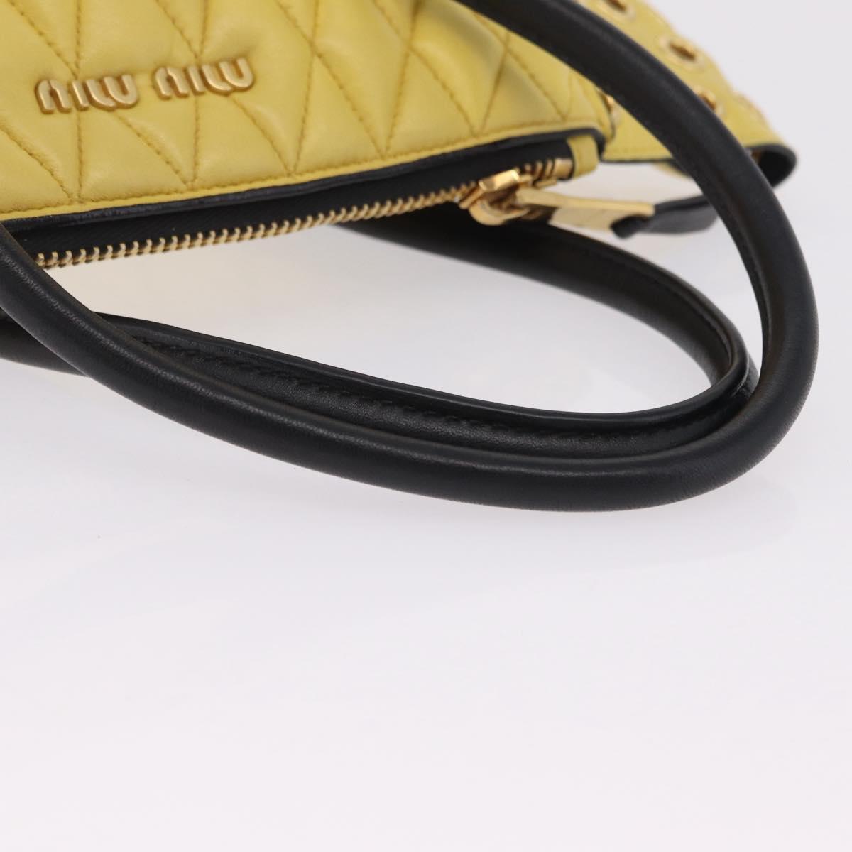 Miu Miu Biker Hand Bag Leather 2way Yellow Gold Auth 207612A