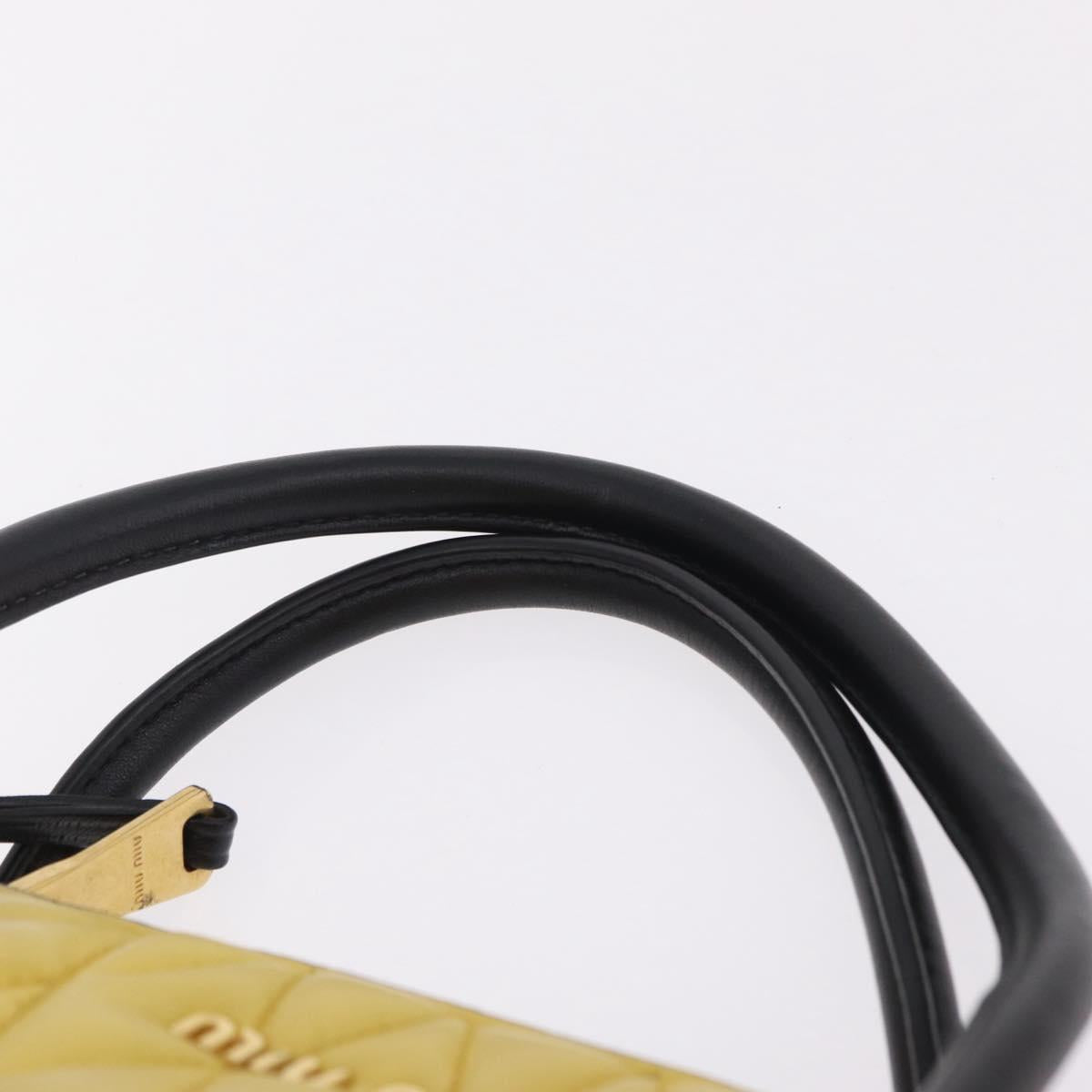 Miu Miu Biker Hand Bag Leather 2way Yellow Gold Auth 207612A