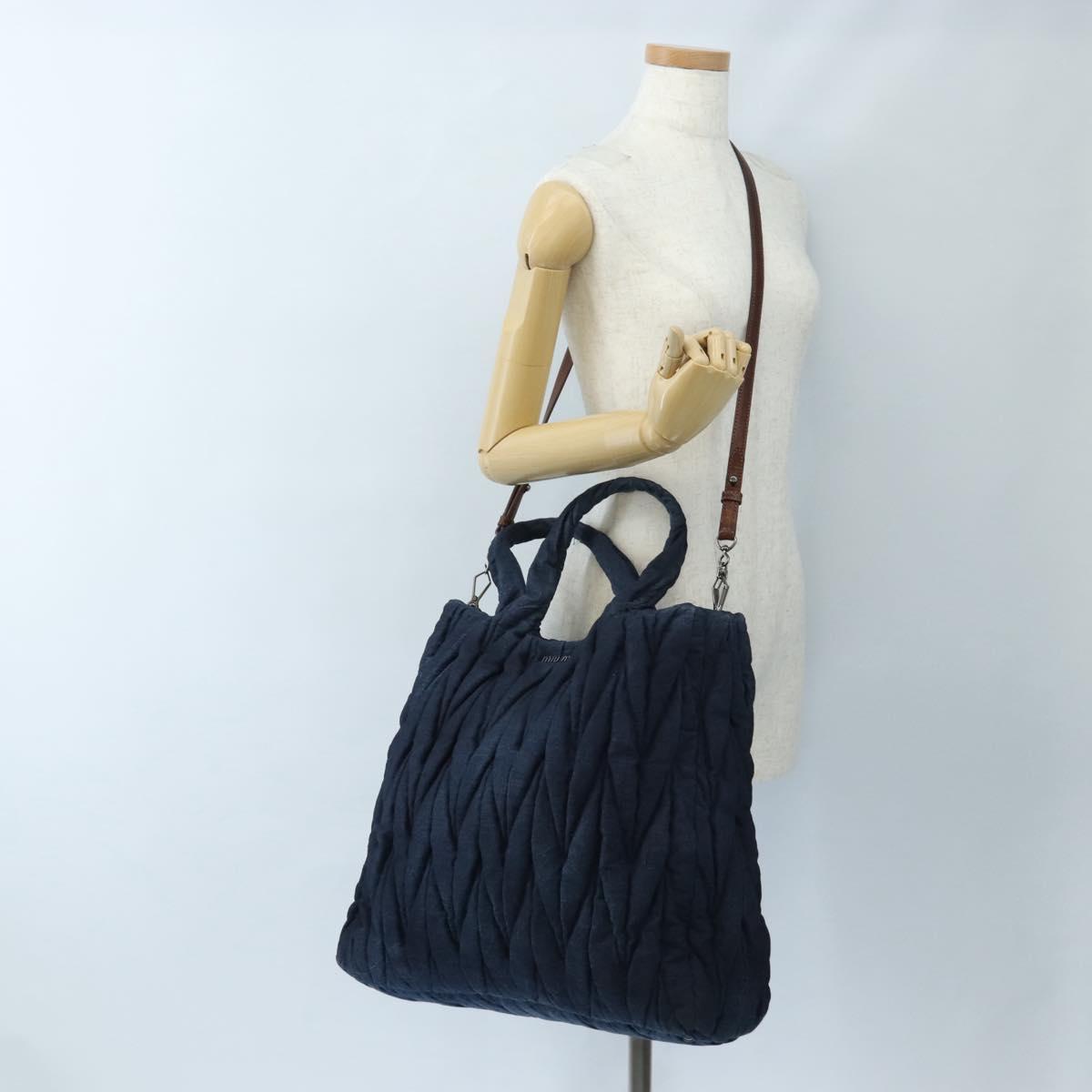Miu Miu Matelasse Hand Bag Denim 2way Navy Auth 207622V