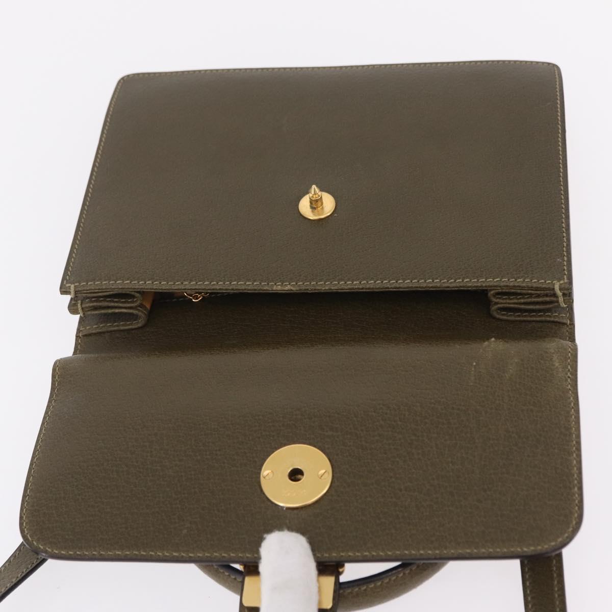 GUCCI Hand Bag Leather 2way Green Gold 000 26 0257 Auth 207631A