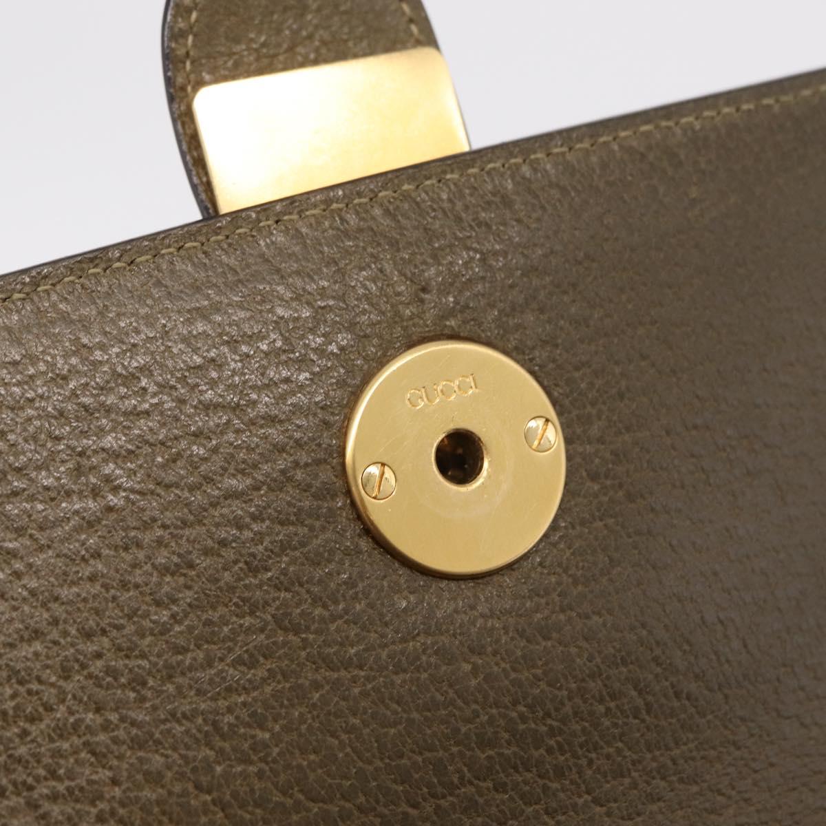 GUCCI Hand Bag Leather 2way Green Gold 000 26 0257 Auth 207631A