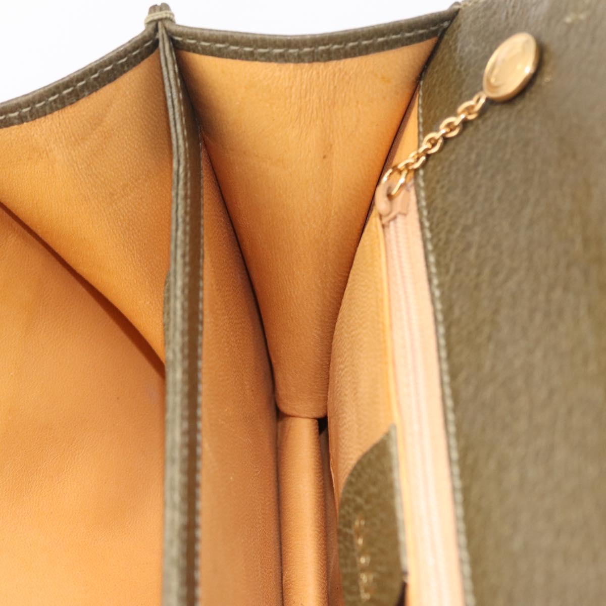 GUCCI Hand Bag Leather 2way Green Gold 000 26 0257 Auth 207631A