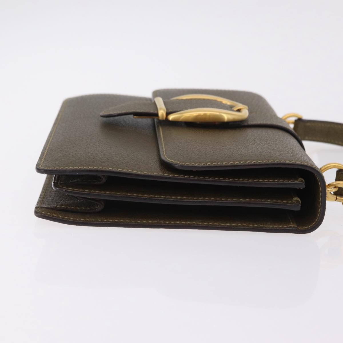 GUCCI Hand Bag Leather 2way Green Gold 000 26 0257 Auth 207631A