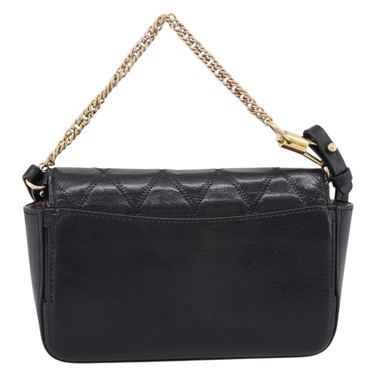 GIVENCHY Shoulder Bag Leather 2way Black Gold Auth 207635A