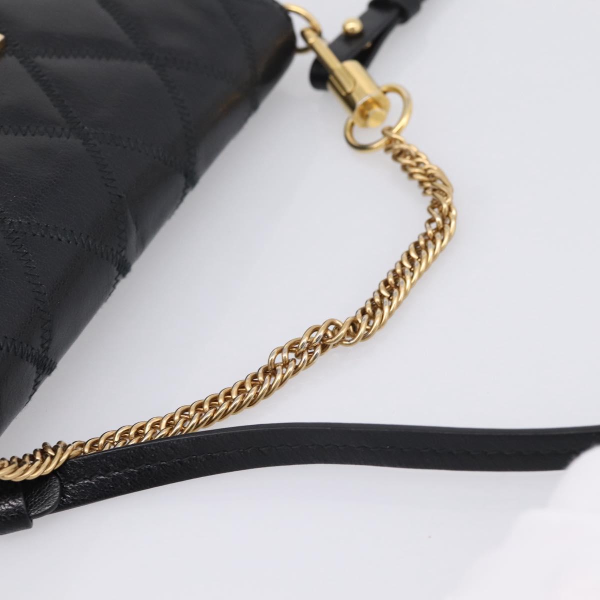 GIVENCHY Shoulder Bag Leather 2way Black Gold Auth 207635A