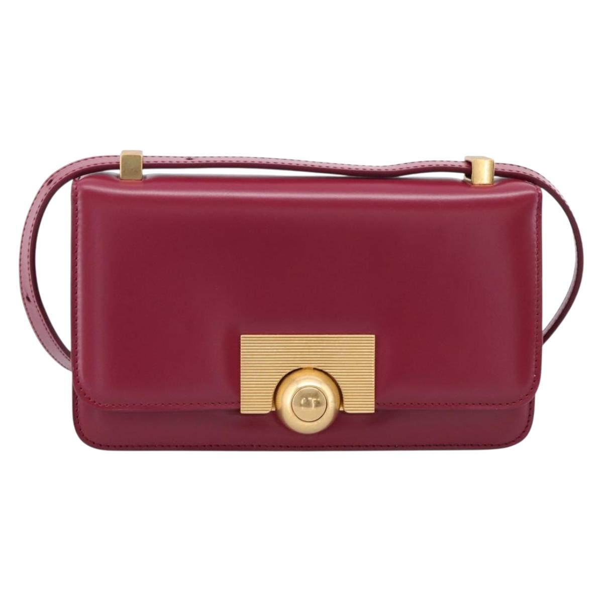 Bottega Veneta Shoulder Bag Leather Wine Red Gold Auth 207636V