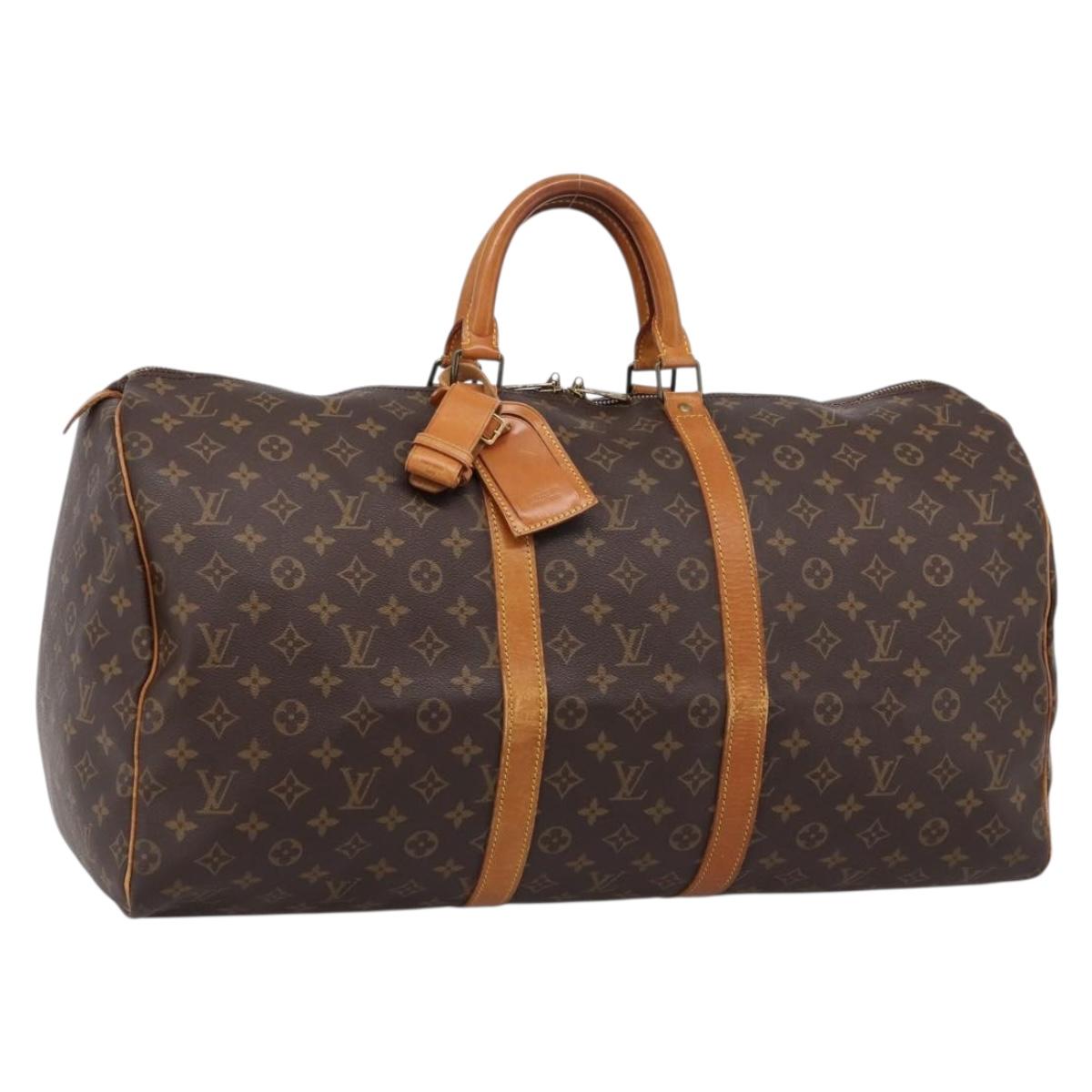 LOUIS VUITTON Monogram Keepall 55 Boston Bag M41424 LV Auth 207640