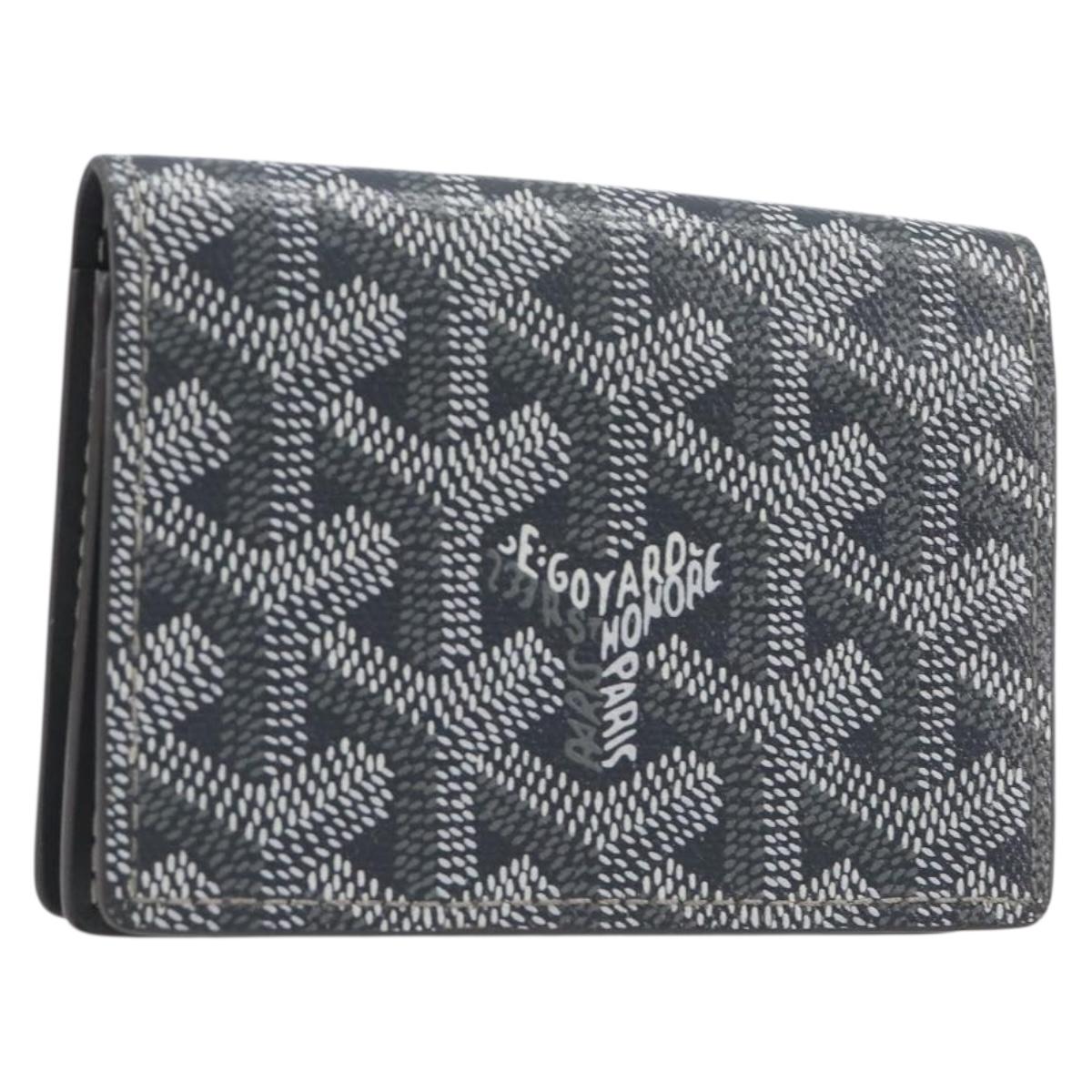 Goyard Herringbone Malesherbes Card Case PVC Gray Auth 207647V