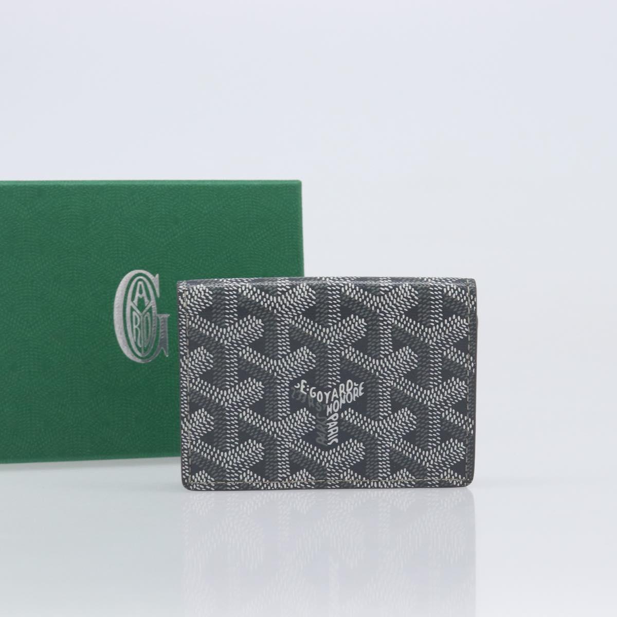 Goyard Herringbone Malesherbes Card Case PVC Gray Auth 207647V