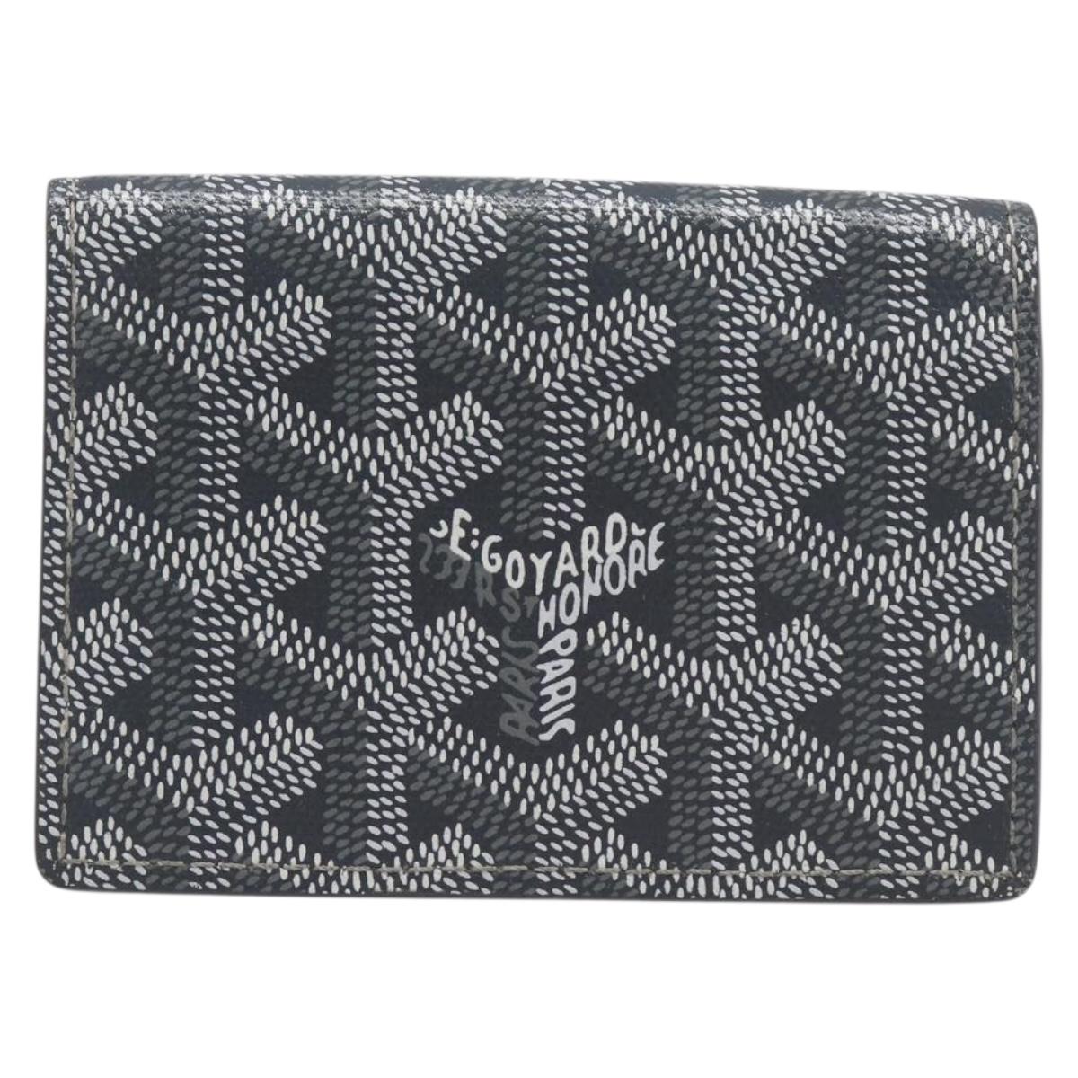 Goyard Herringbone Malesherbes Card Case PVC Gray Auth 207647V