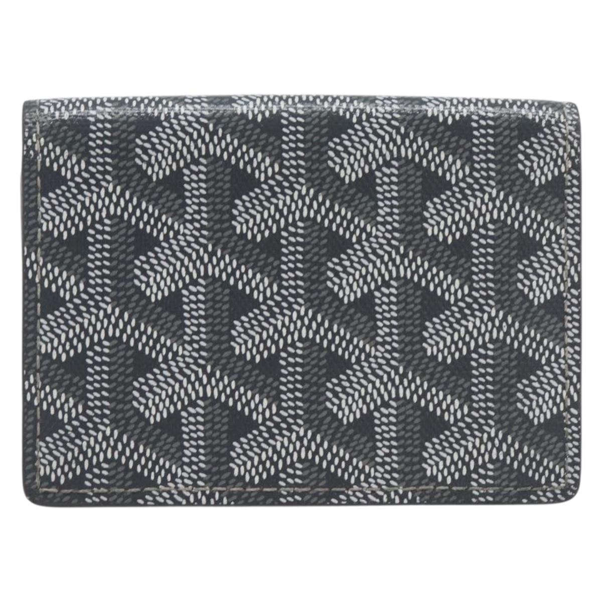 Goyard Herringbone Malesherbes Card Case PVC Gray Auth 207647V