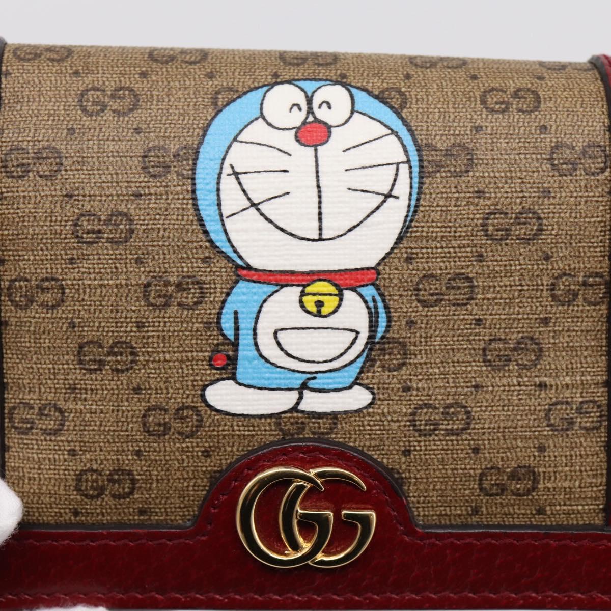 GUCCI Micro GG Supreme Doraemon Compact Wallet PVC Beige 647788 Auth 207649M
