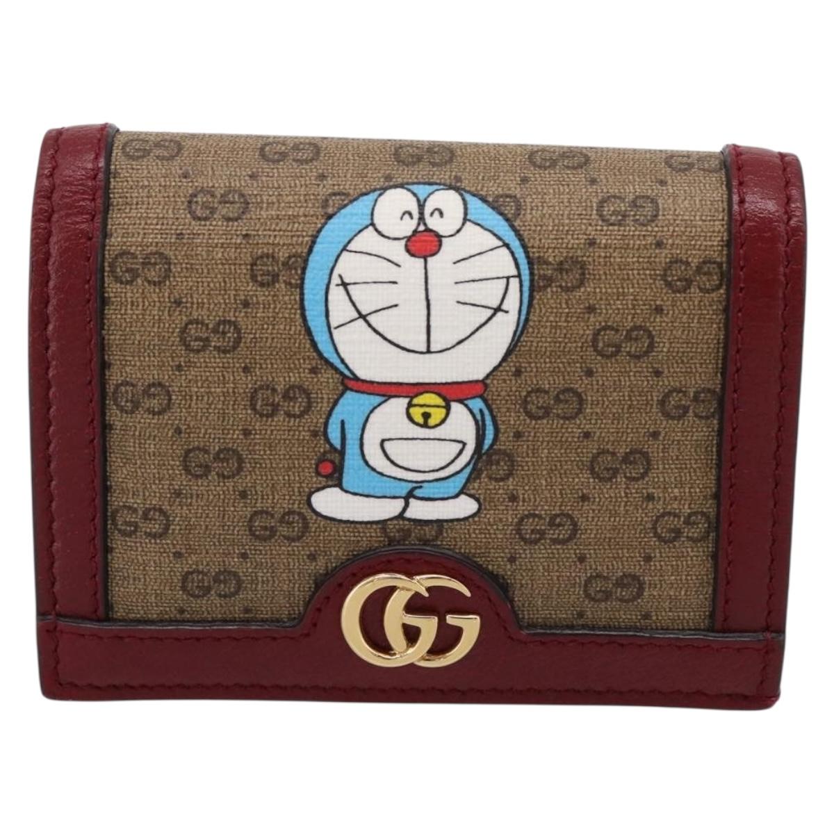 GUCCI Micro GG Supreme Doraemon Compact Wallet PVC Beige 647788 Auth 207649M