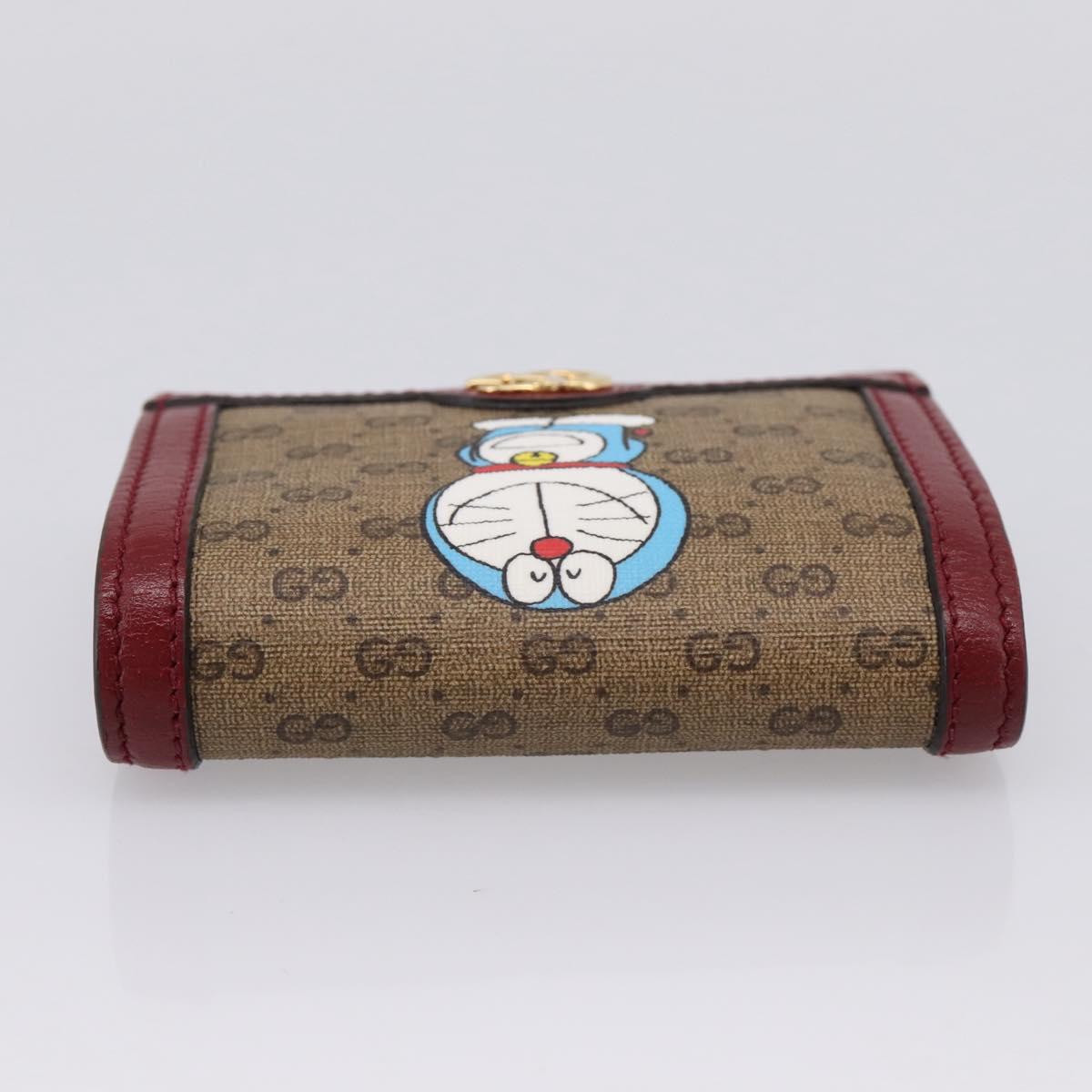 GUCCI Micro GG Supreme Doraemon Compact Wallet PVC Beige 647788 Auth 207649M