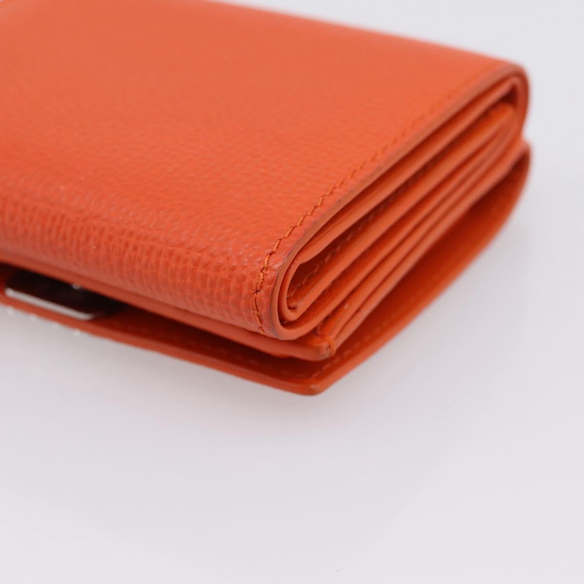 LOEWE Compact Wallet Leather Orange Silver Auth 207651V