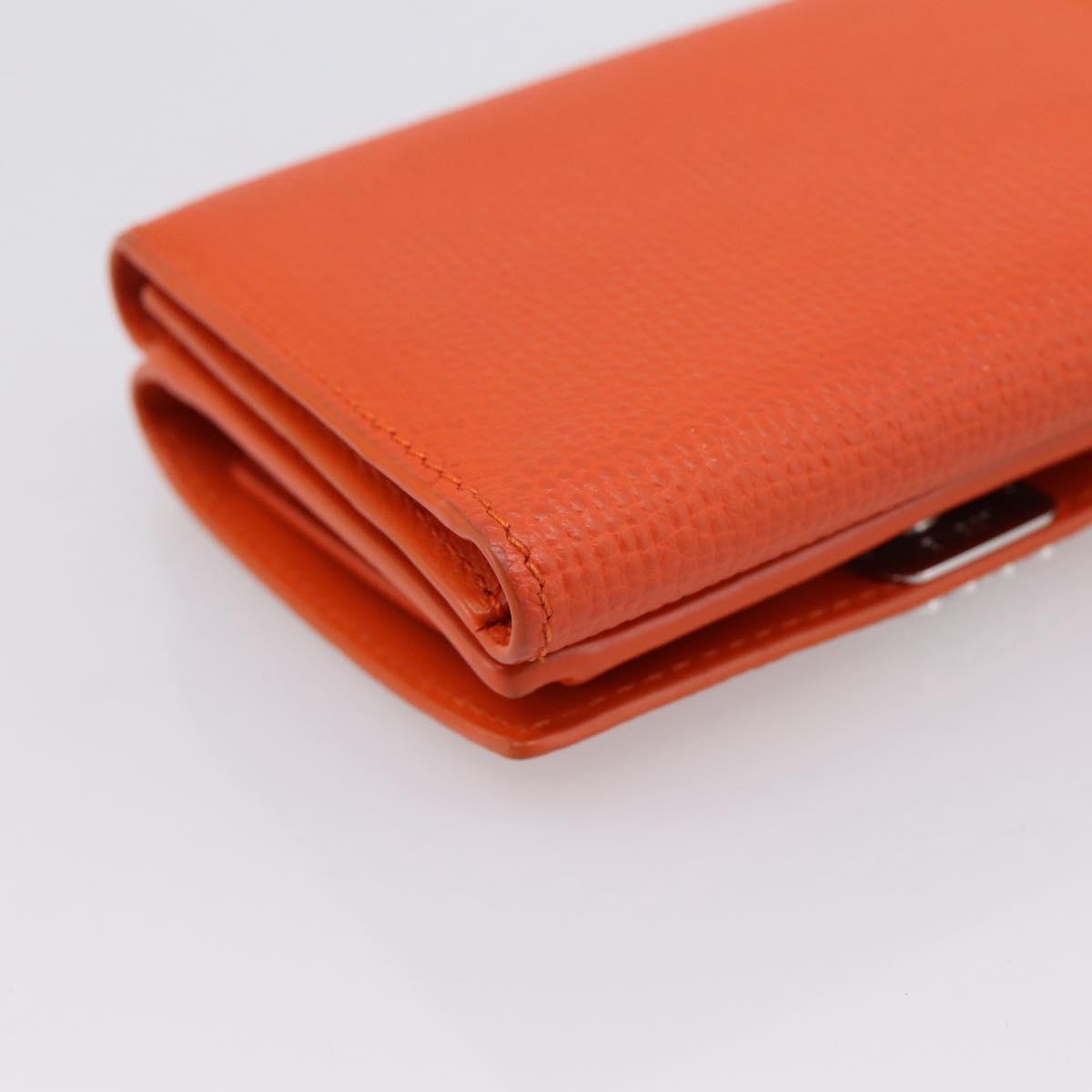 LOEWE Compact Wallet Leather Orange Silver Auth 207651V