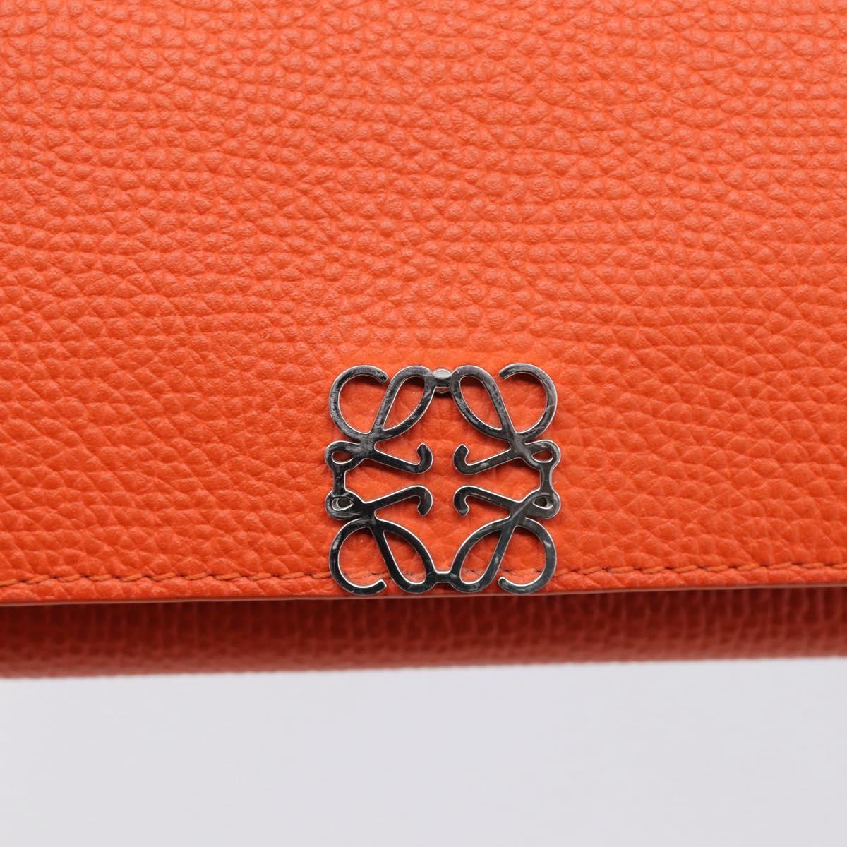 LOEWE Compact Wallet Leather Orange Silver Auth 207651V