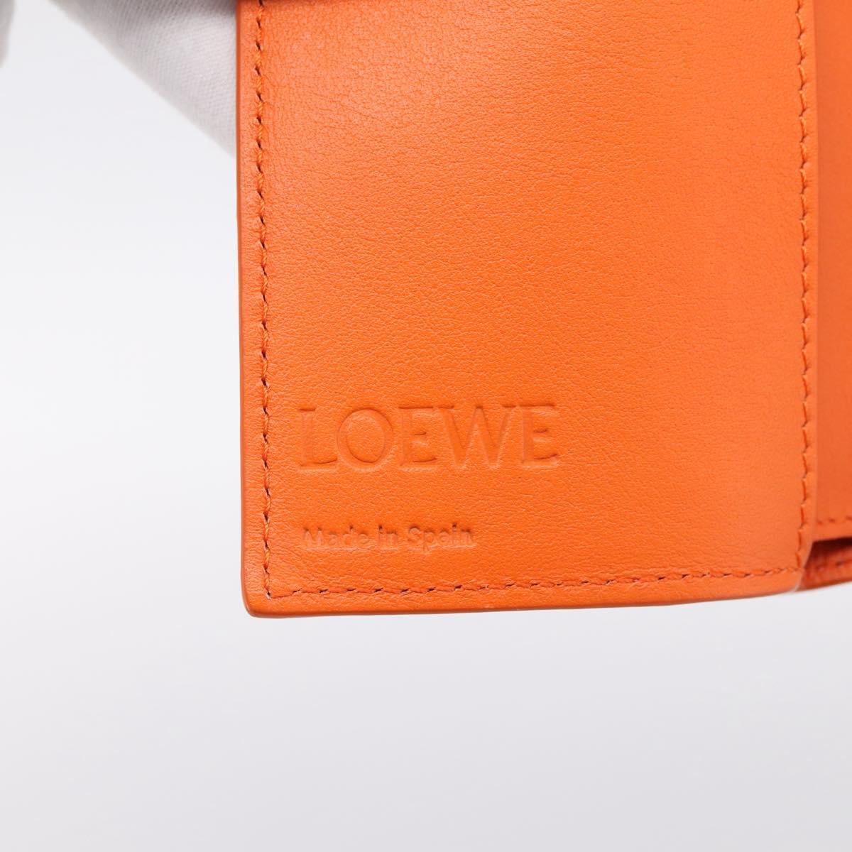 LOEWE Compact Wallet Leather Orange Silver Auth 207651V