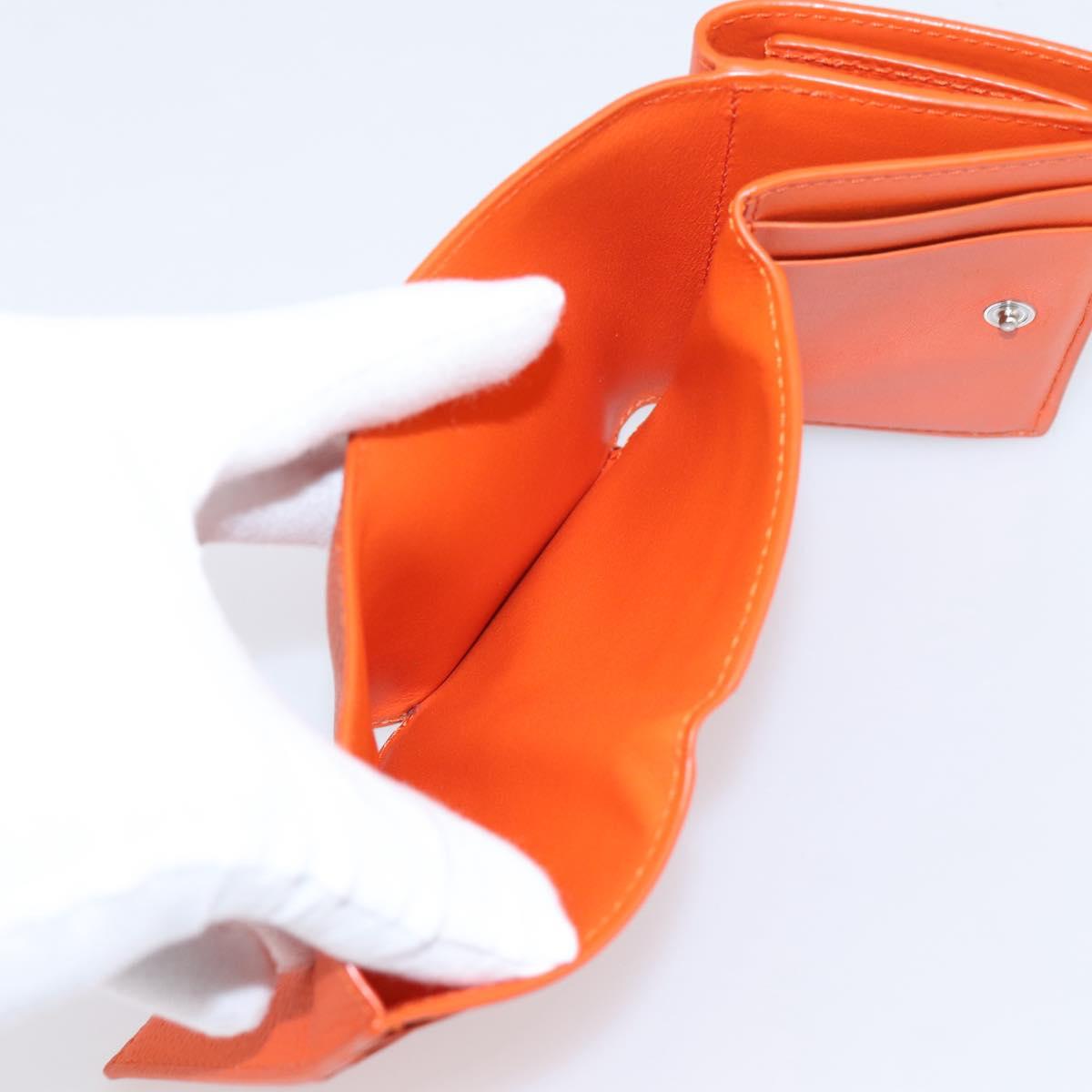 LOEWE Compact Wallet Leather Orange Silver Auth 207651V