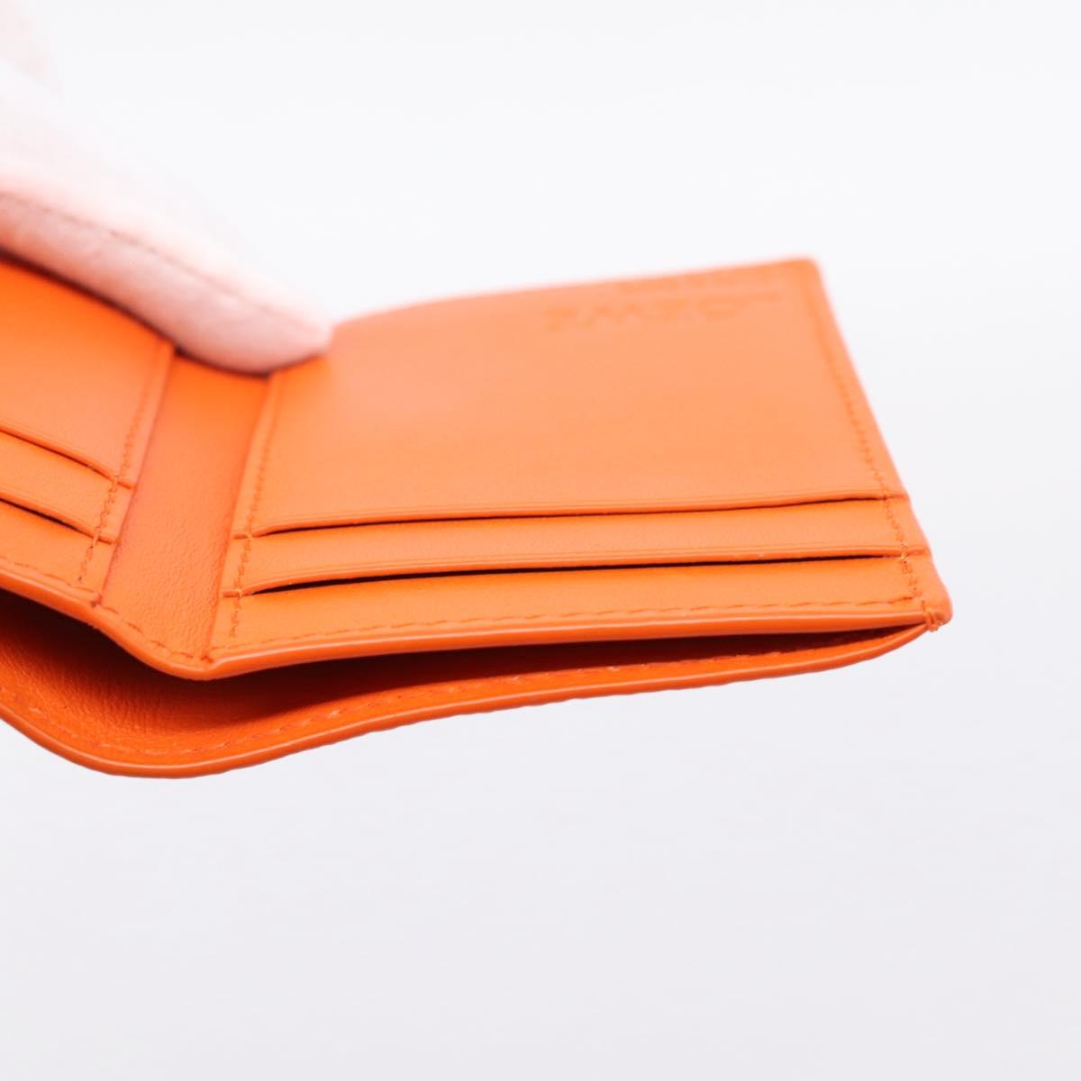 LOEWE Compact Wallet Leather Orange Silver Auth 207651V