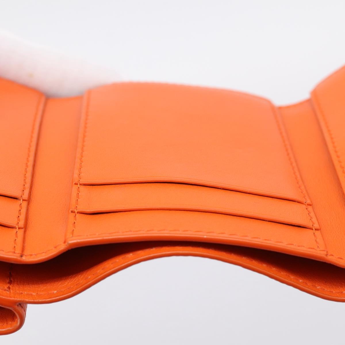 LOEWE Compact Wallet Leather Orange Silver Auth 207651V
