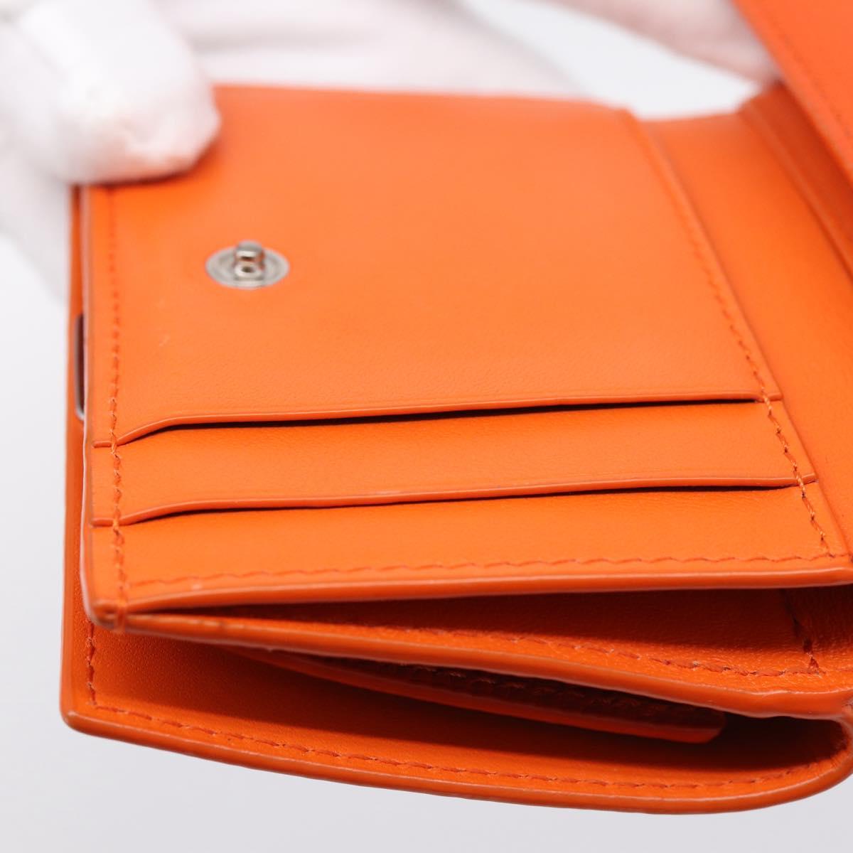 LOEWE Compact Wallet Leather Orange Silver Auth 207651V